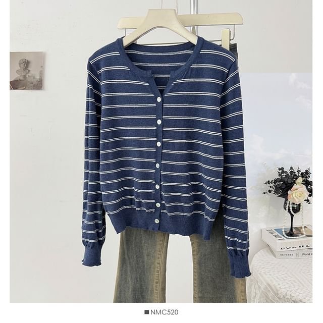 V-Neck Striped Cardigan