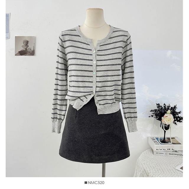 V-Neck Striped Cardigan