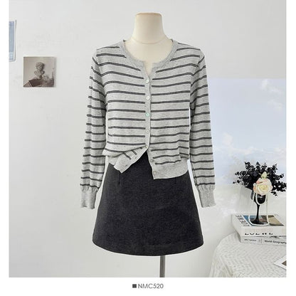 V-Neck Striped Cardigan