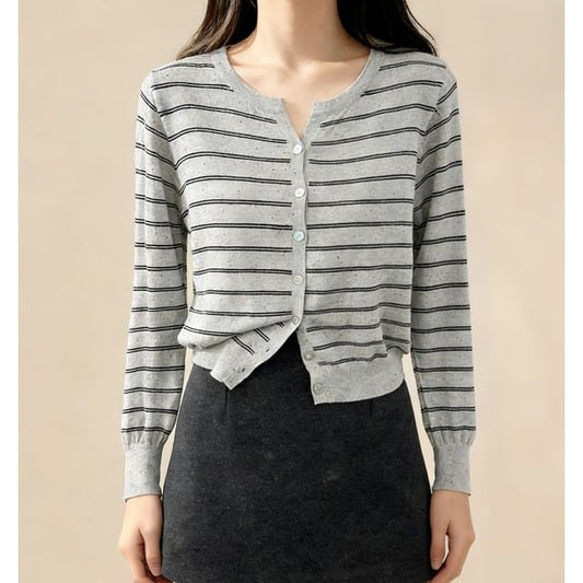 V-Neck Striped Cardigan