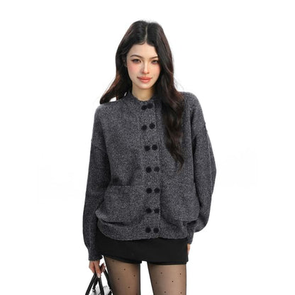 Double Breasted Plain Cardigan