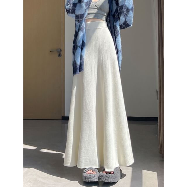 Plain Maxi A-Line Skirt