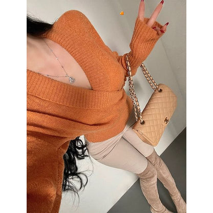 V-Neck Wrap Style Knit Sweater
