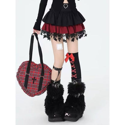 Lace Trim Mini Tiered Skirt