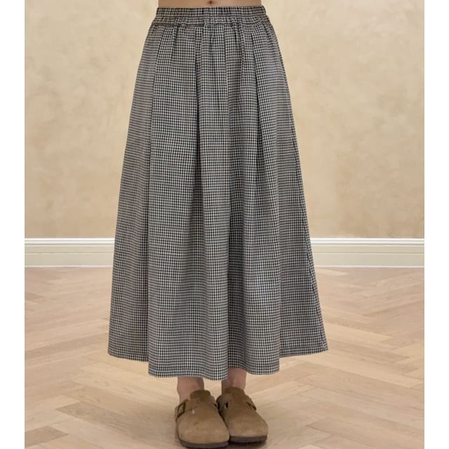 Plaid Maxi A-Line Skirt