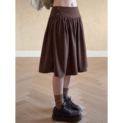 Dotted Midi A-Line Skirt
