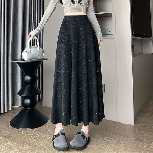 Glitter Midi A-Line Skirt