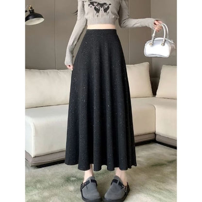 Glitter Midi A-Line Skirt