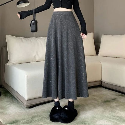 Glitter Midi A-Line Skirt