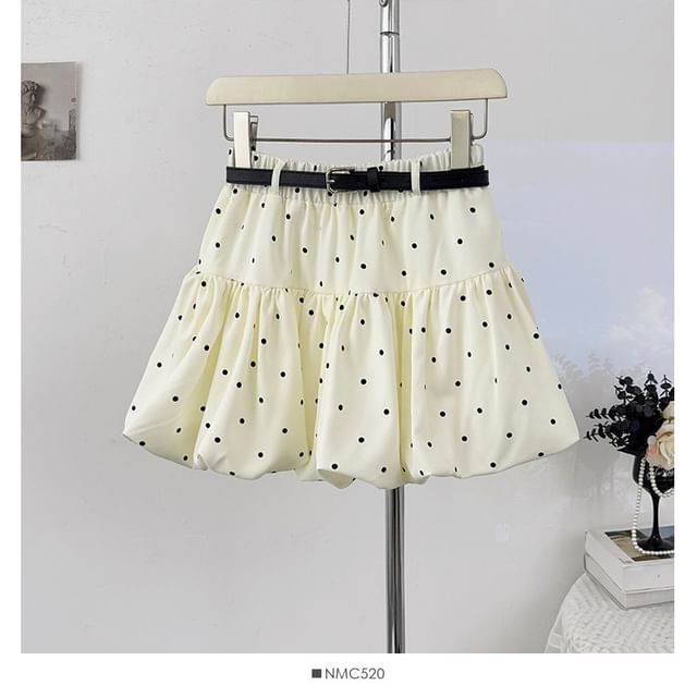 Polka Dot Mini A-Line Skirt with Elastic Waistband
