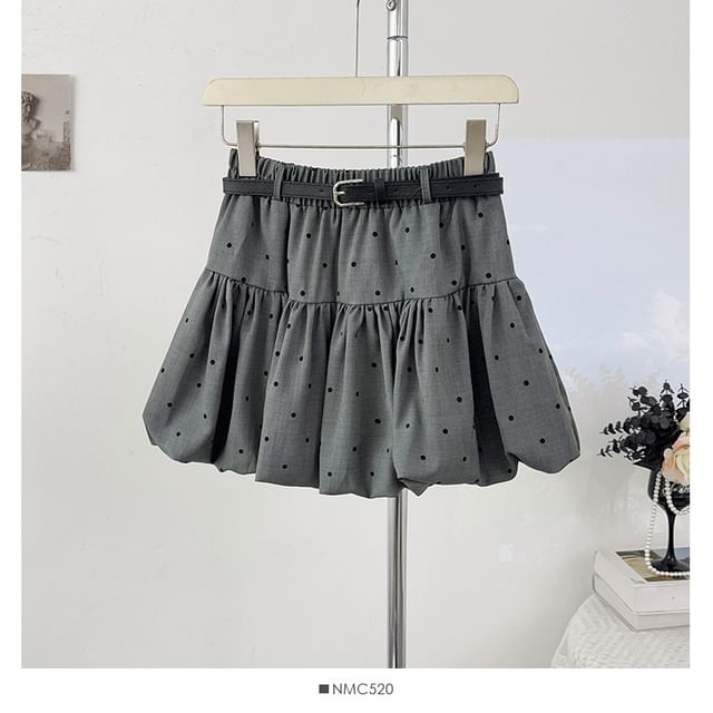 Polka Dot Mini A-Line Skirt with Elastic Waistband