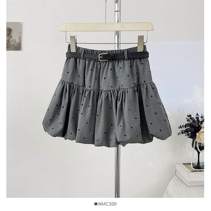 Polka Dot Mini A-Line Skirt with Elastic Waistband