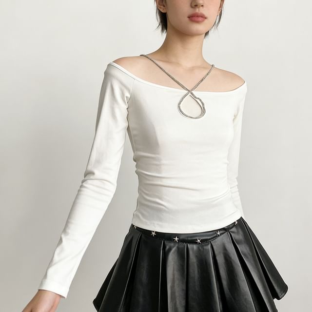 Boatneck Crop Tee Long Sleeve