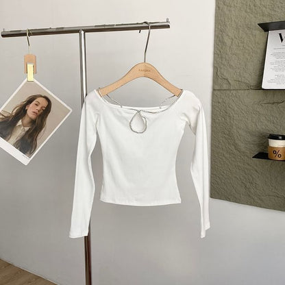 Boatneck Crop Tee Long Sleeve