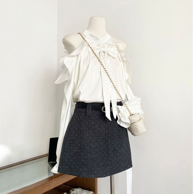 Ruffled Cold Shoulder Blouse