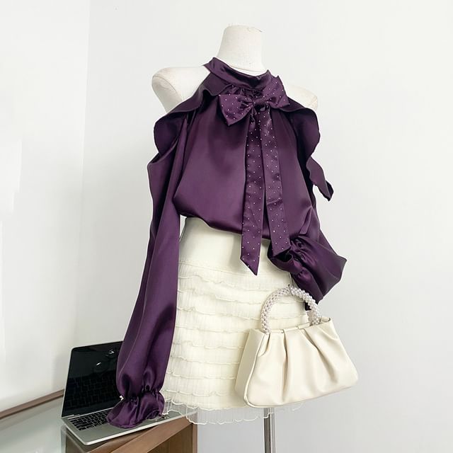 Ruffled Cold Shoulder Blouse