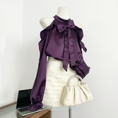 Ruffled Cold Shoulder Blouse