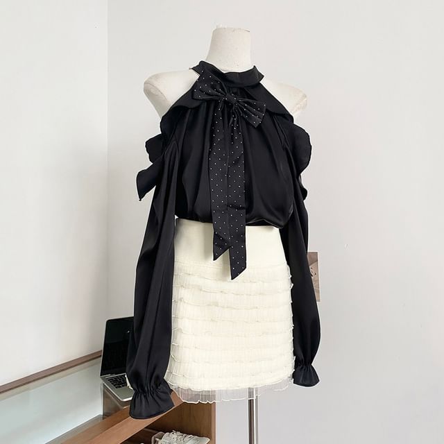 Ruffled Cold Shoulder Blouse