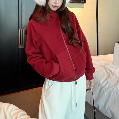 Zip Hoodie and Wide Leg Pants Set