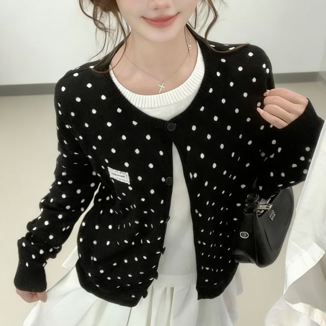 Polka Dot Mock Two-Piece Sweater