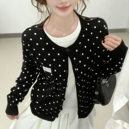 Polka Dot Mock Two-Piece Sweater