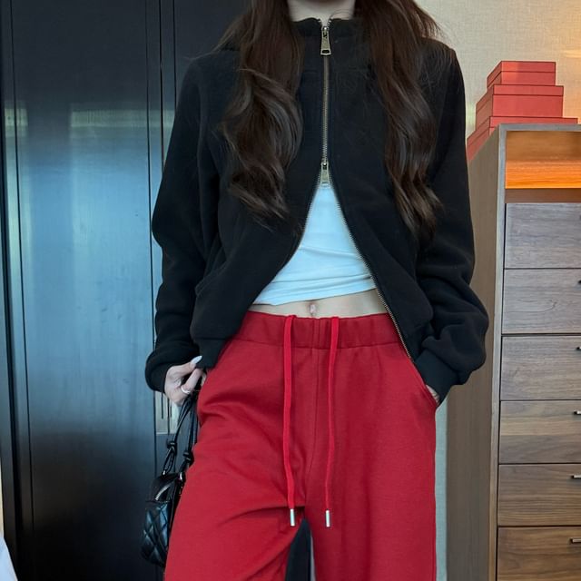Zip Hoodie and Wide Leg Pants Set