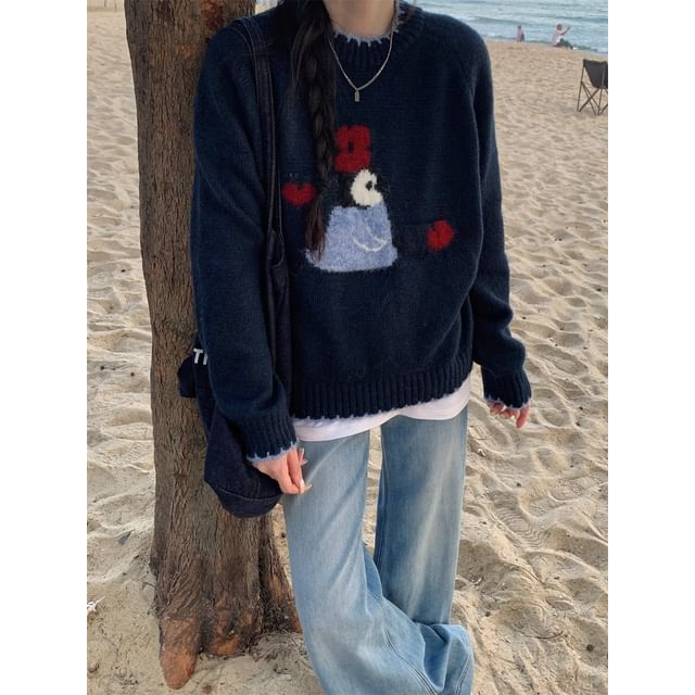 Penguin Jacquard V-Neck Sweater
