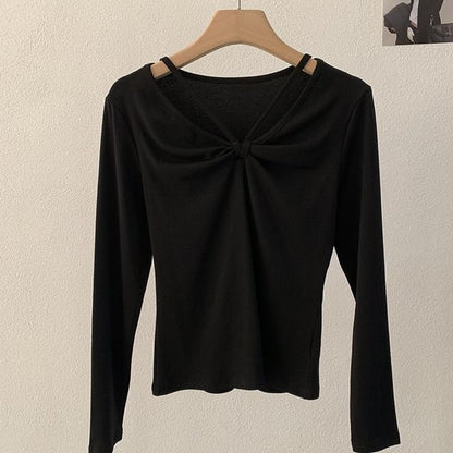 V-Neck Ruched Casual Tee