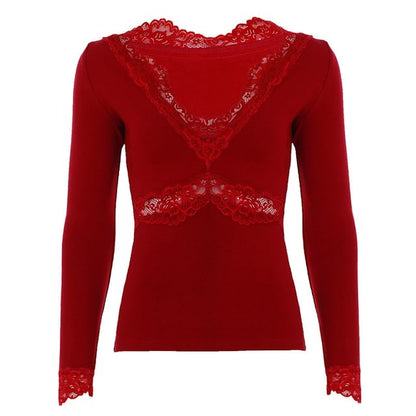Lace Panel V-Neck Tee