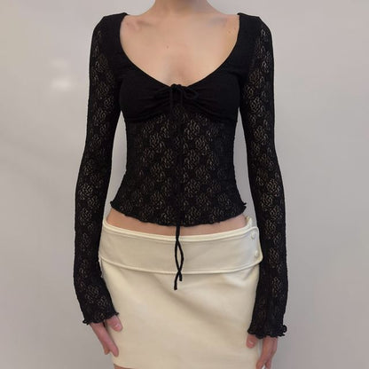 Scoop Neck Lace Crop Tee