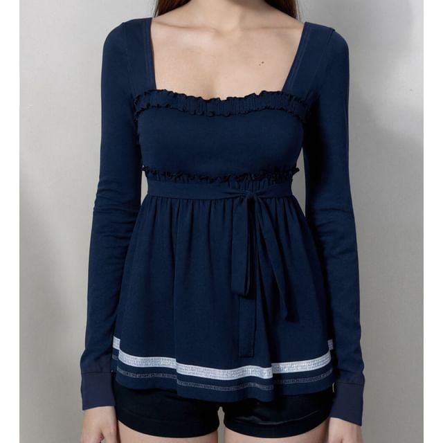 Knit V-Neck Long Sleeve Top