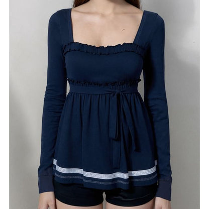 Knit V-Neck Long Sleeve Top