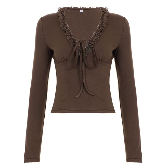 Lace Trim V-Neck Crop Top