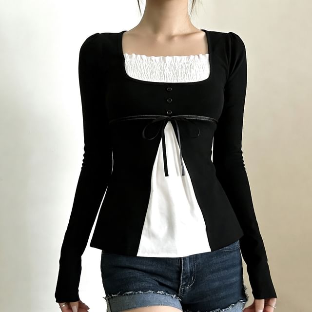 Square Neck Two-Tone Tee