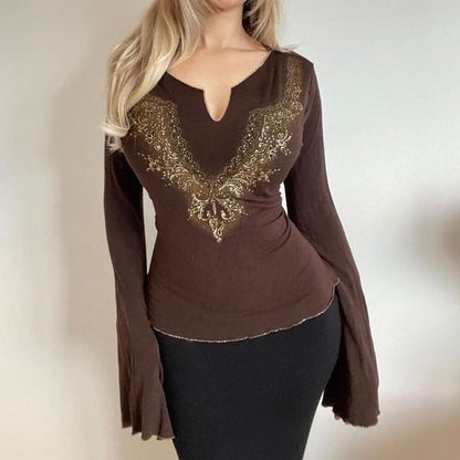 Sequin Notch Crop Top