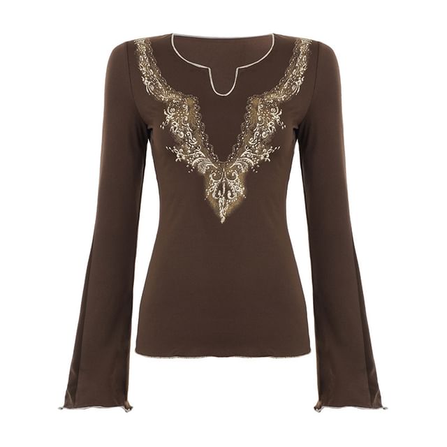 Sequin Notch Crop Top