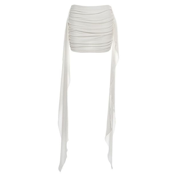 Lace Panel Bodysuit with Cutout and Padded Design Plus High Waist Pencil Skirt