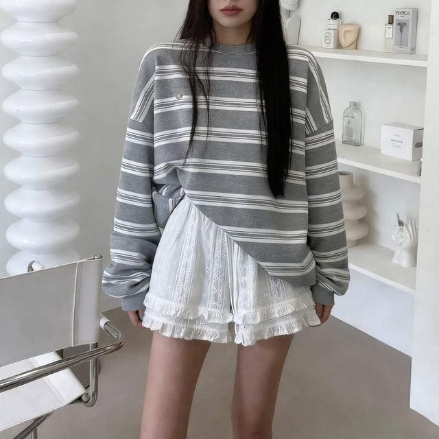 Striped Crew Neck Sweatshirt