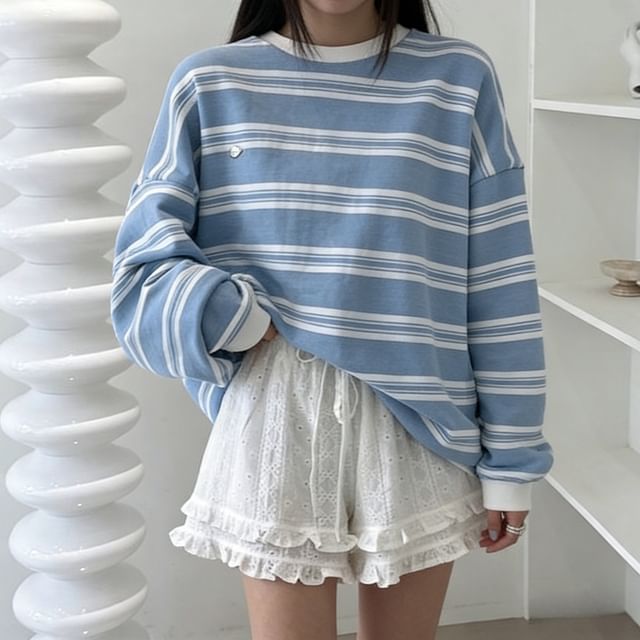 Striped Crew Neck Sweatshirt