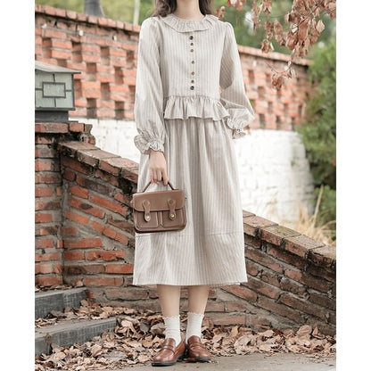 Pinstripe Blouse & A-Line Skirt Set