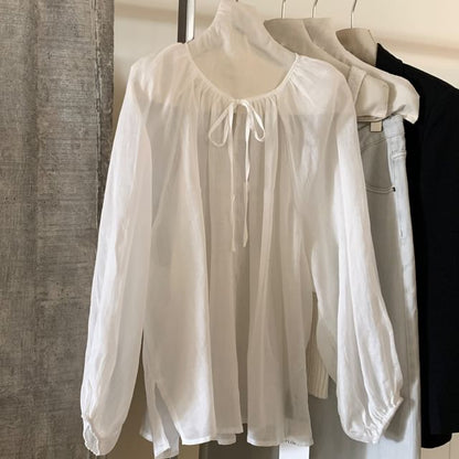 V-Neck Long-Sleeve Blouse