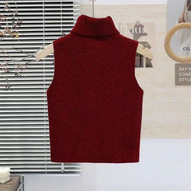 Sleeveless Turtleneck Knit Top