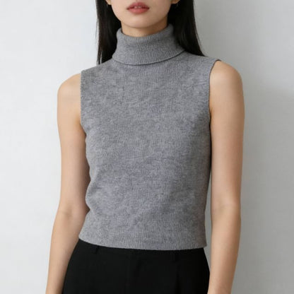 Sleeveless Turtleneck Knit Top