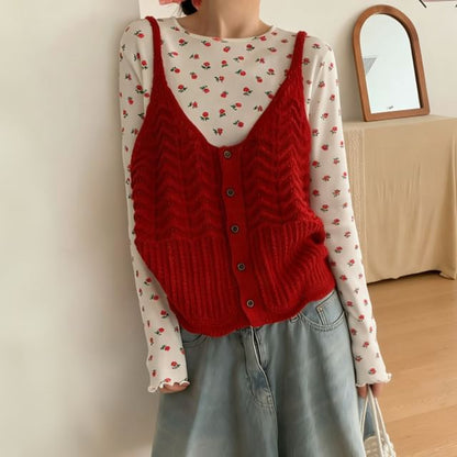 Button-Front Knit Camisole Top