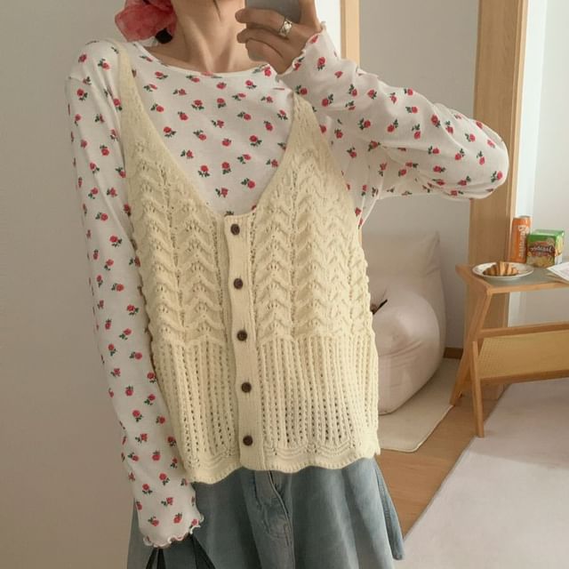 Button-Front Knit Camisole Top