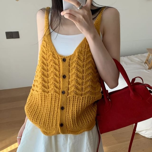 Button-Front Knit Camisole Top