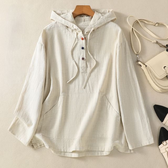 Long-Sleeve Henley Hoodie