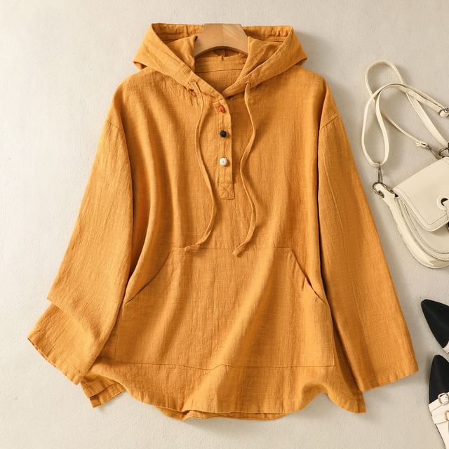 Long-Sleeve Henley Hoodie