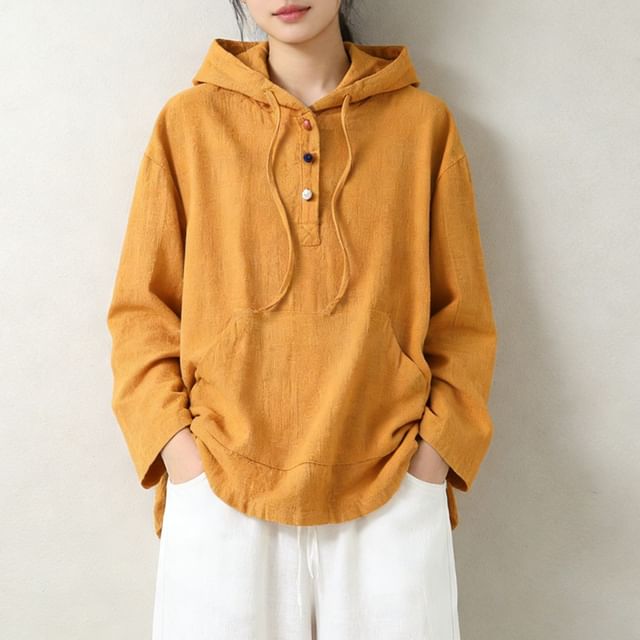 Long-Sleeve Henley Hoodie