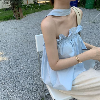 Shirred Halter-Neck Top